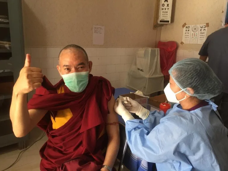 Rinpoche Taking His First Covid19 Vacine, India, 2021