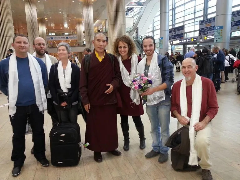 Greeting Rinpoche at Tel Aviv Airport 2013