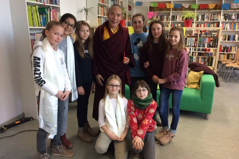 Rinpoche visits AMG School, Offering a Lecture and Short Meditation, Koeln 2018