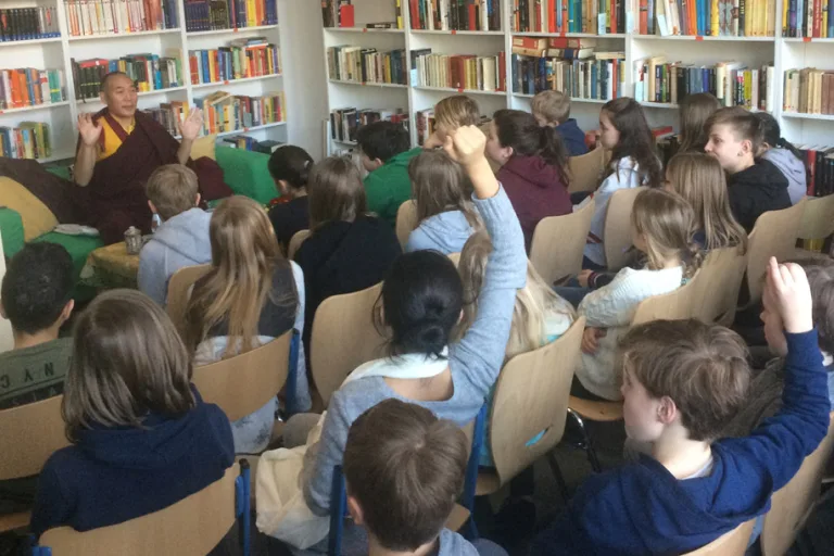 Rinpoche visits AMG School, Offering a Lecture and Short Meditation, Koeln 2018 (3)