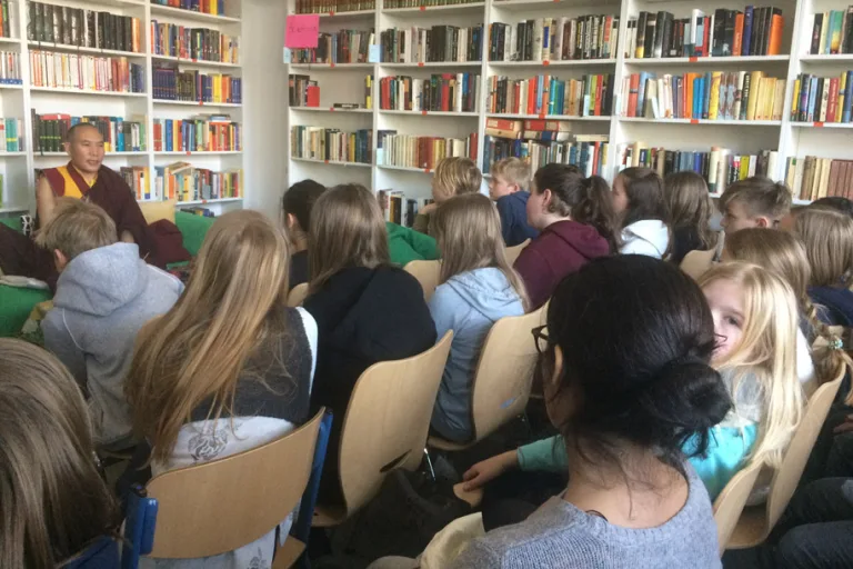 Rinpoche visits AMG School, Offering a Lecture and Short Meditation, Koeln 2018 (2)