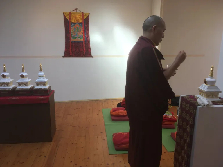 Blessing the first Stupa at an exhibition, Tibet Open House, Prague (2019)