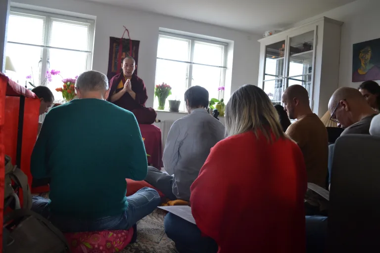 Rinpoche teaching "Dream Yoga" in a private home in Helsingør, Denmark 2018