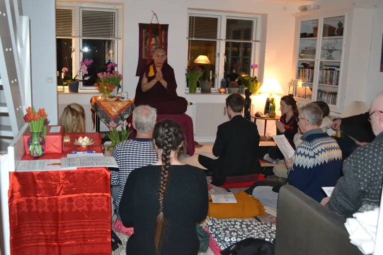 Rinpoche teaching on Finding Meaning in Everyday Life at in a private home in Helsingør, Denmark (2018)